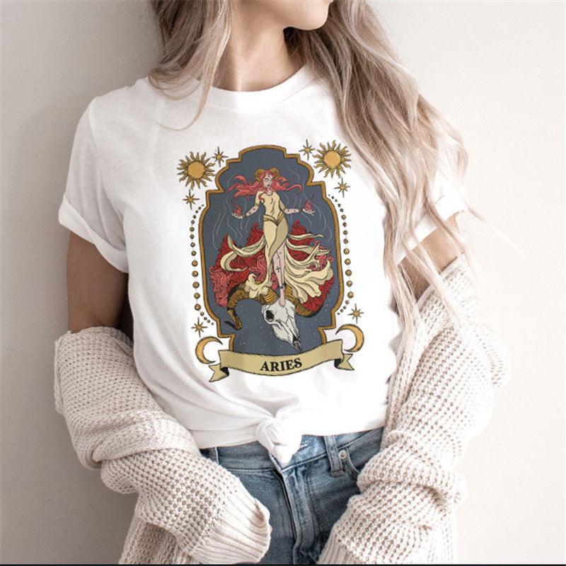 Fashion Moon Retro Gothic Print T-shirt Women - BUNNY BAZAR