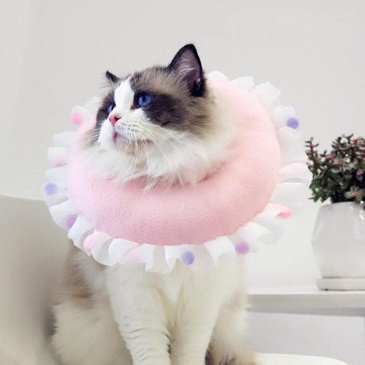 Cat Ruffled Elizabethan Circle Sterilization Anti-Licking Headgear - BUNNY BAZAR