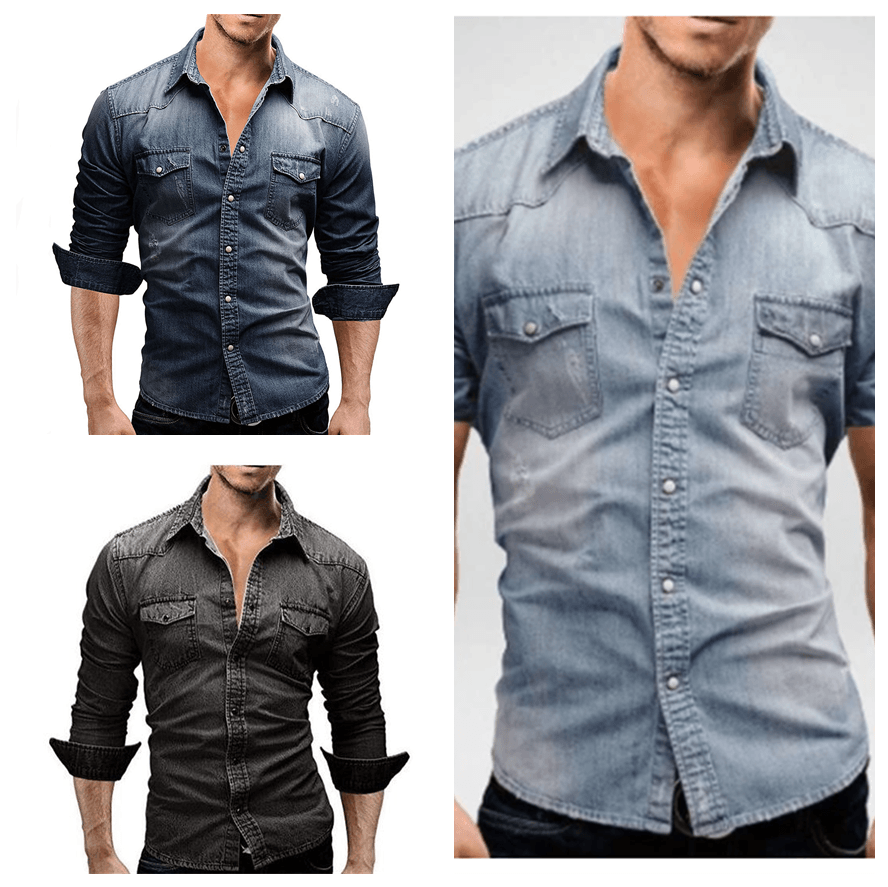 Men Shirt Brand Male Long Sleeve Shirts Casual Solid Slim Fit - BUNNY BAZAR