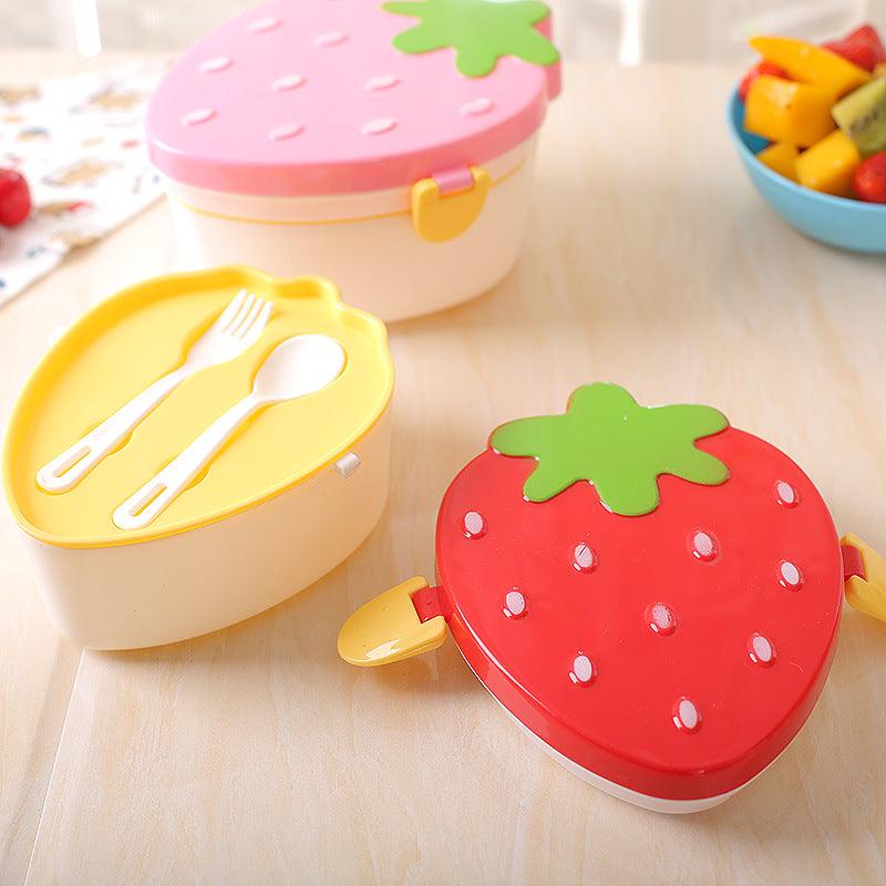 Strawberry Plastic Lunch Box Double-layer Food Grade Fast Food Lunch Box - BUNNY BAZAR