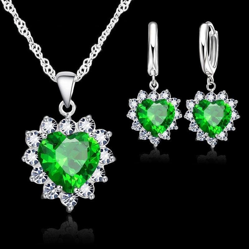 Heart-shaped earrings necklace jewelry set - BUNNY BAZAR