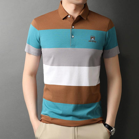 New Style Lapel Striped Short Sleeve Men - BUNNY BAZAR