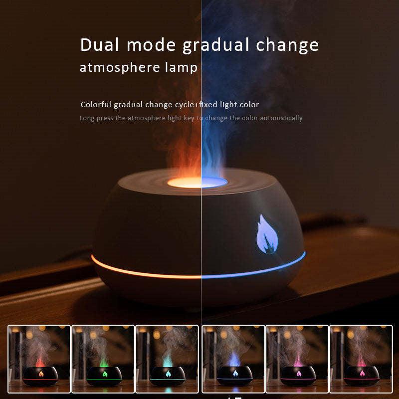 Flame Humidifier Aromatherapy Diffuser 7 Colors Light Home Air Humidifier 130ML USB Room Fragrance Essential Oil Diffuser - BUNNY BAZAR