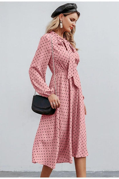 Ladies pink polka dot dress - BUNNY BAZAR