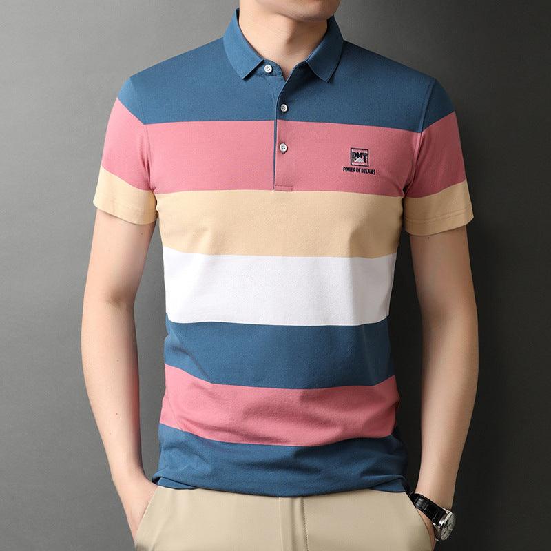 New Style Lapel Striped Short Sleeve Men - BUNNY BAZAR