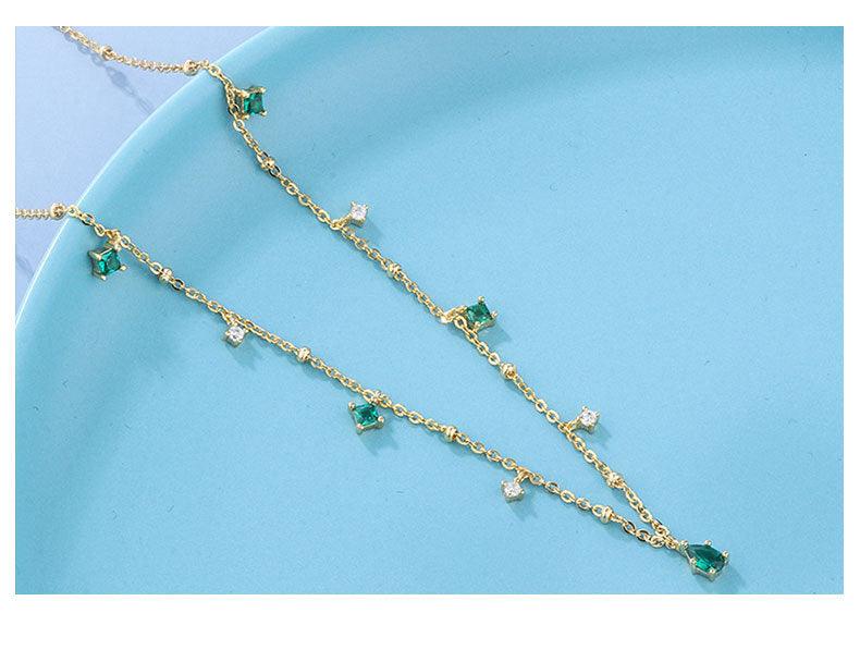 Generous water drop emerald zircon necklace - BUNNY BAZAR