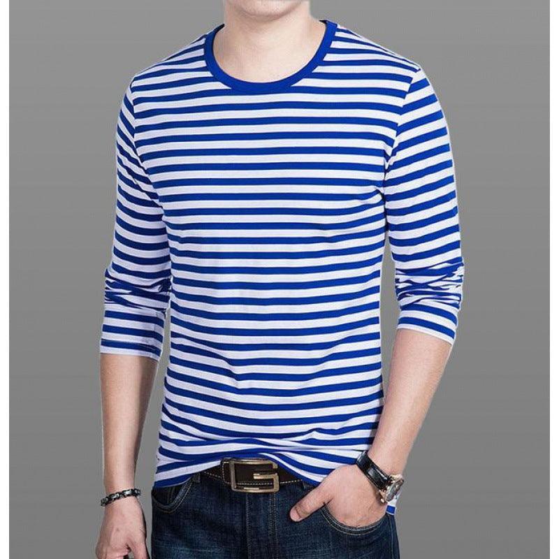 Fashion Stripes Men's Round Neck Cotton Striped Top - BUNNY BAZAR