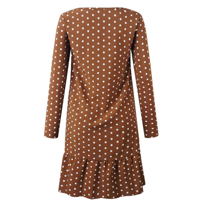 Polka dot ruffled long sleeve dress - BUNNY BAZAR