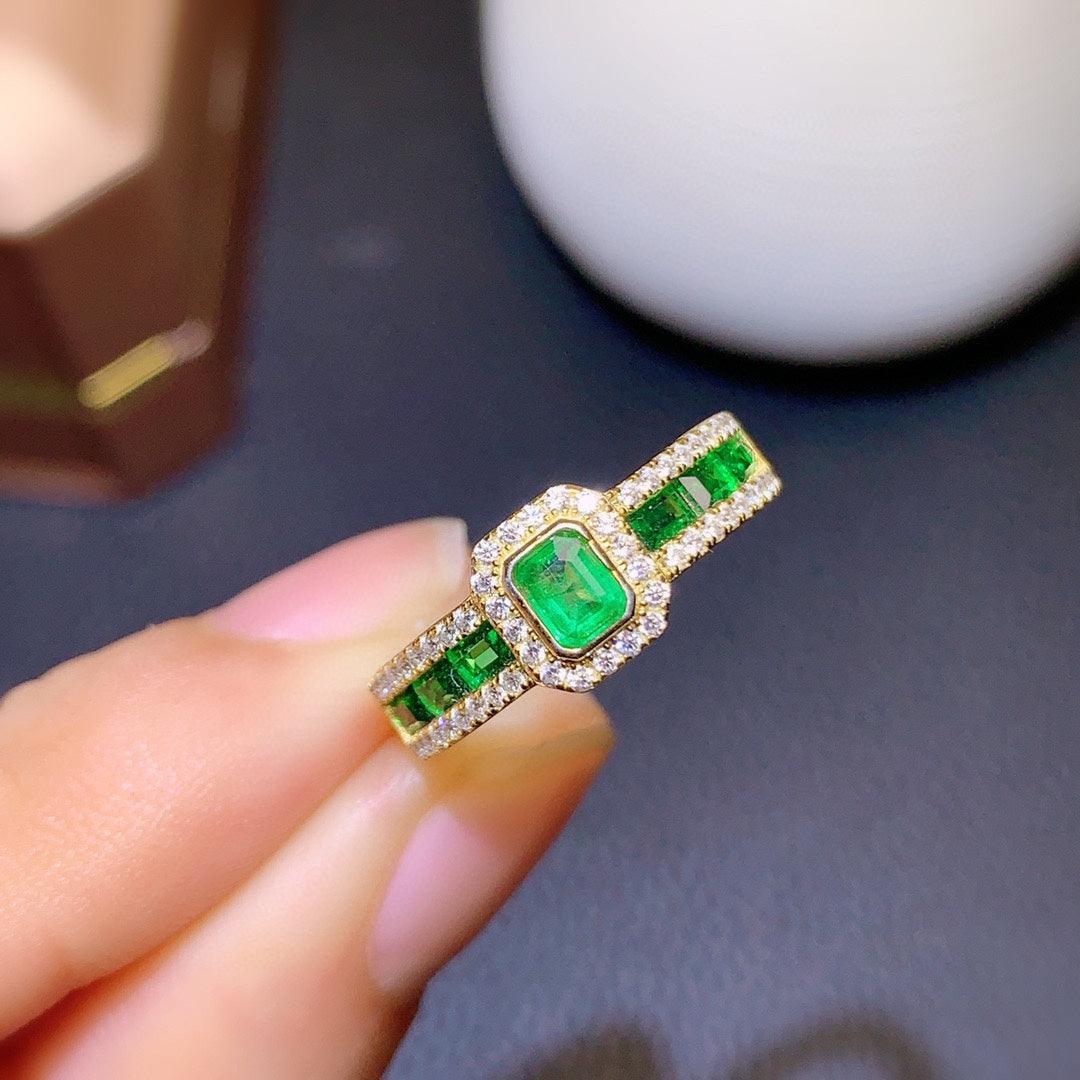 Natural Colombian Emerald Ring Female - BUNNY BAZAR