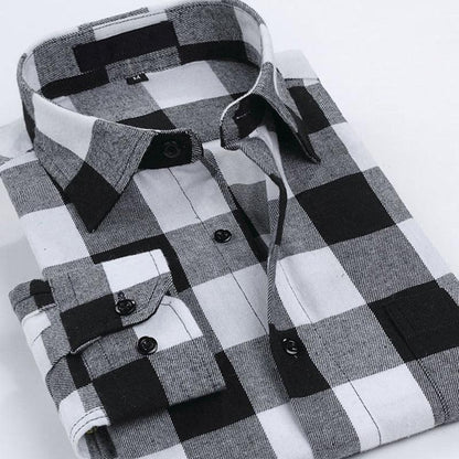 Cotton brushed plaid long-sleeved shirt - BUNNY BAZAR