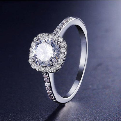 Wedding Rings for Women Silver Color Jewelry Luxury Rings Engagement Square Bague Cubic Zirconia - BUNNY BAZAR