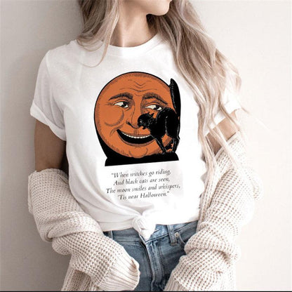 Fashion Moon Retro Gothic Print T-shirt Women - BUNNY BAZAR