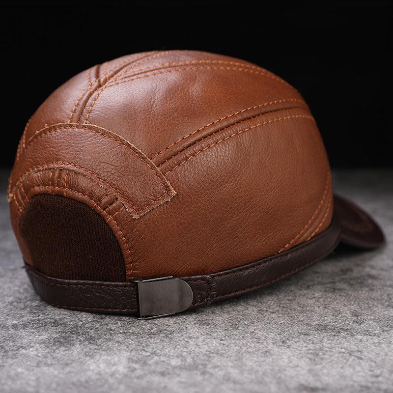 Men's cap first layer leather baseball cap - BUNNY BAZAR