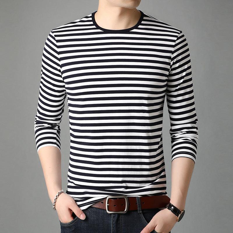 Fashion Stripes Men's Round Neck Cotton Striped Top - BUNNY BAZAR