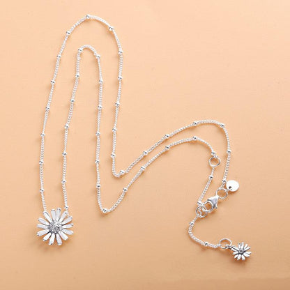 925 silver daisy clavicle chain necklace - BUNNY BAZAR