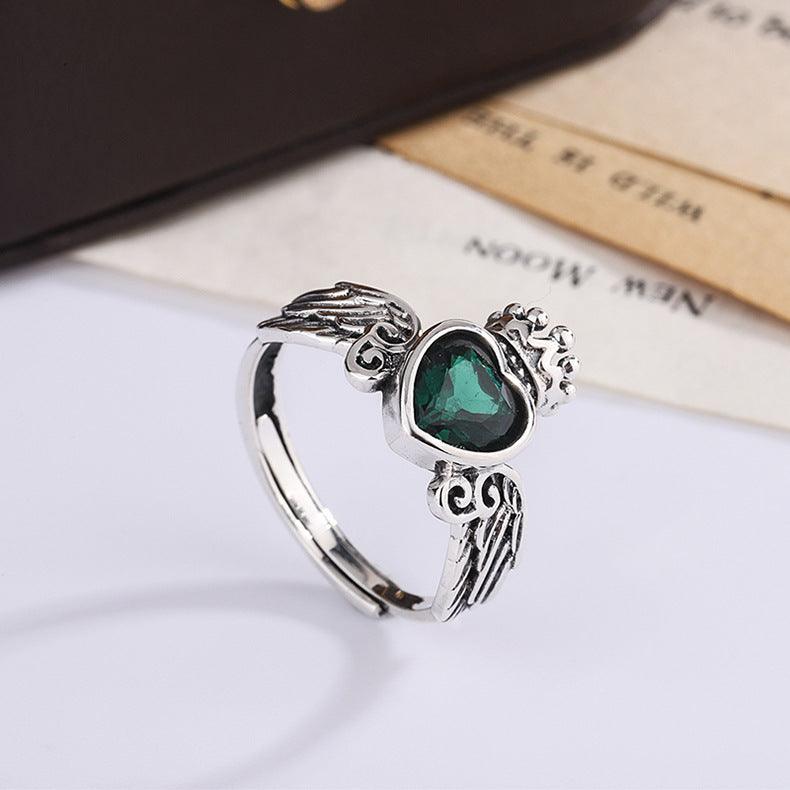 925 Sterling Silver Ring Women Fashion Personality Zircon Love Crown - BUNNY BAZAR