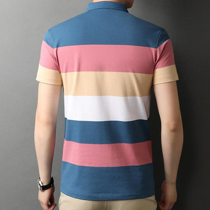 New Style Lapel Striped Short Sleeve Men - BUNNY BAZAR