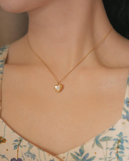 Be Mine French Vintage Fritillary Heart Gold Plated Necklace Clavicle Chain - BUNNY BAZAR