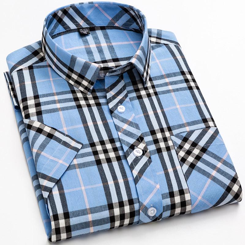 Cotton Men's Plaid Short-sleeved Shirt - BUNNY BAZAR