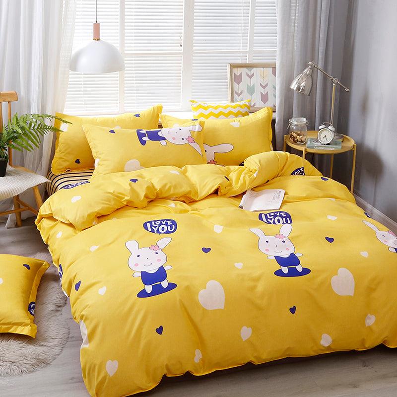 Brushed Aloe Cotton Four-piece Small Bed Sheet Duvet Cover Student Dormitory - BUNNY BAZAR