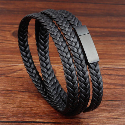 This Timelessly Designed Men's Leather Bracelet is Crafted With Expert Precision - BUNNY BAZAR