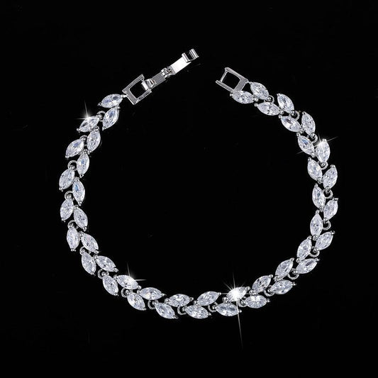 Korean Korean fashion hand jewelry small leaf AAA zircon bracelet jewelry - BUNNY BAZAR