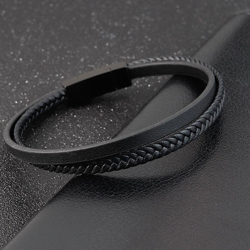 This Timelessly Designed Men's Leather Bracelet is Crafted With Expert Precision - BUNNY BAZAR