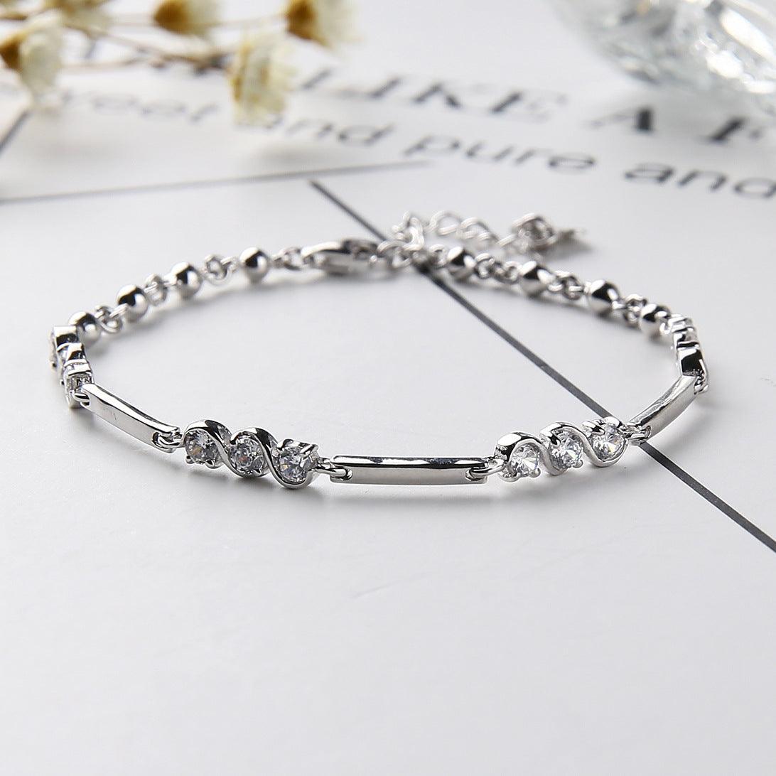 Sterling Silver Diamond Bracelet With Hearts And Arrows - BUNNY BAZAR