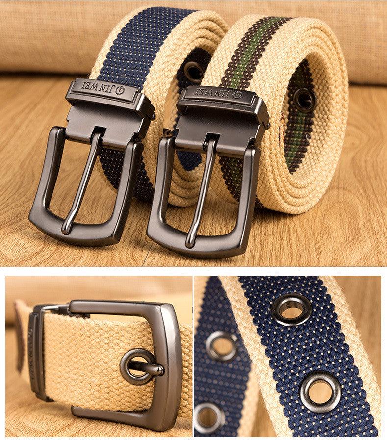 Outdoor Thickened Men's Pin Buckle Canvas Belt - BUNNY BAZAR