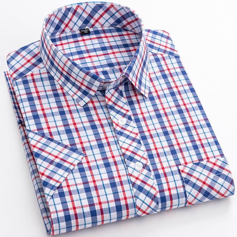 Cotton Men's Plaid Short-sleeved Shirt - BUNNY BAZAR