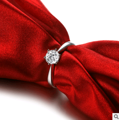 BB-12 Sterling Silver Jewelry SONA Diamond Ring 1 Carat Six-Claw Female Crown Simulation Diamond Ring - BUNNY BAZAR