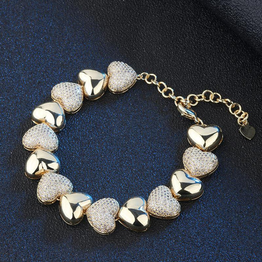 Female South American style micro-inlaid zirconium love bracelet - BUNNY BAZAR