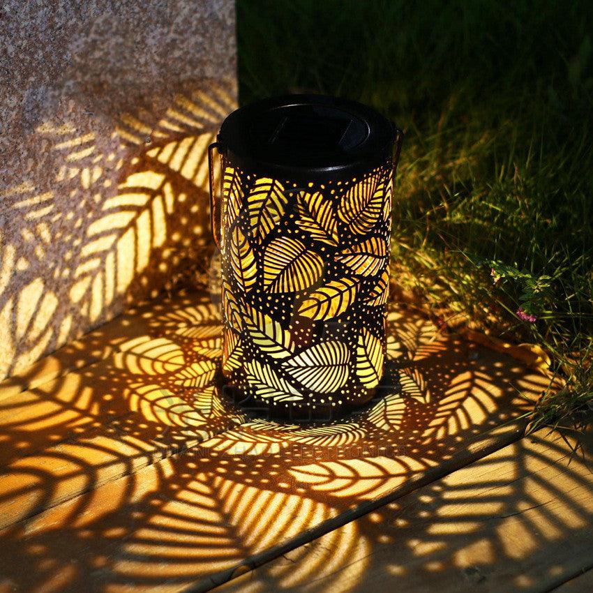 Outdoor solar garden lamp hollow wall hanging leaf projection lamp - BUNNY BAZAR