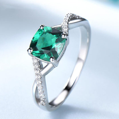 S925 Sterling Silver Emerald Ladies Ring - BUNNY BAZAR