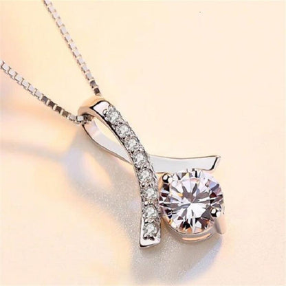 Gentle lady style sterling silver temperament zircon necklace - BUNNY BAZAR