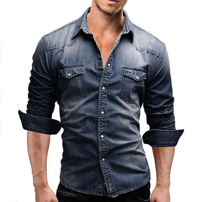 Men Shirt Brand Male Long Sleeve Shirts Casual Solid Slim Fit - BUNNY BAZAR