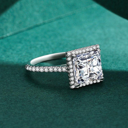 S925 Sterling Silver Square Simulation Diamond Ring - BUNNY BAZAR