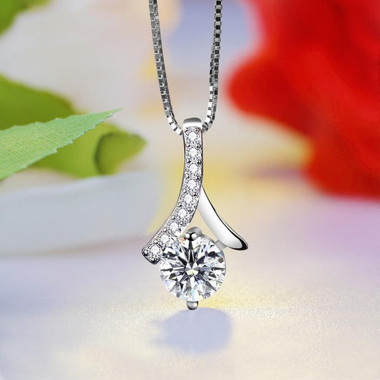 Gentle lady style sterling silver temperament zircon necklace - BUNNY BAZAR