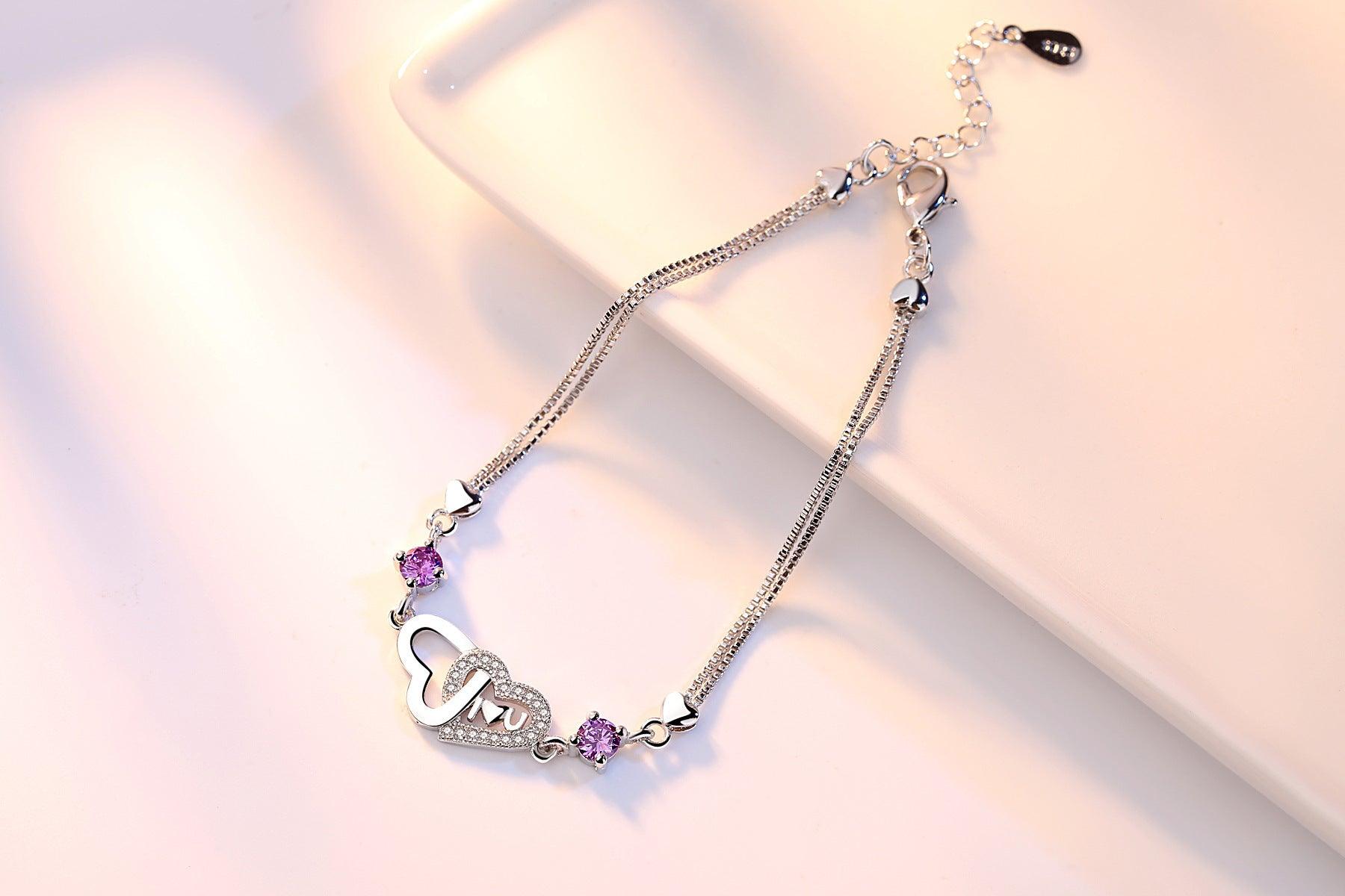 925 Sterling silver zircon Heart Bracelet - BUNNY BAZAR