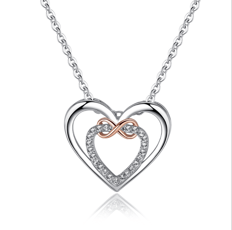 Pan home style Exquisite heart S925 sterling silver heart-shaped jewel necklace female net red with the same girl gift for girlfriend - BUNNY BAZAR