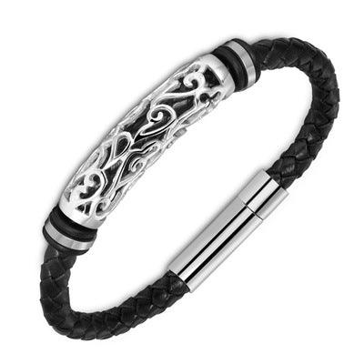 Punk stainless steel leather bracelet - BUNNY BAZAR