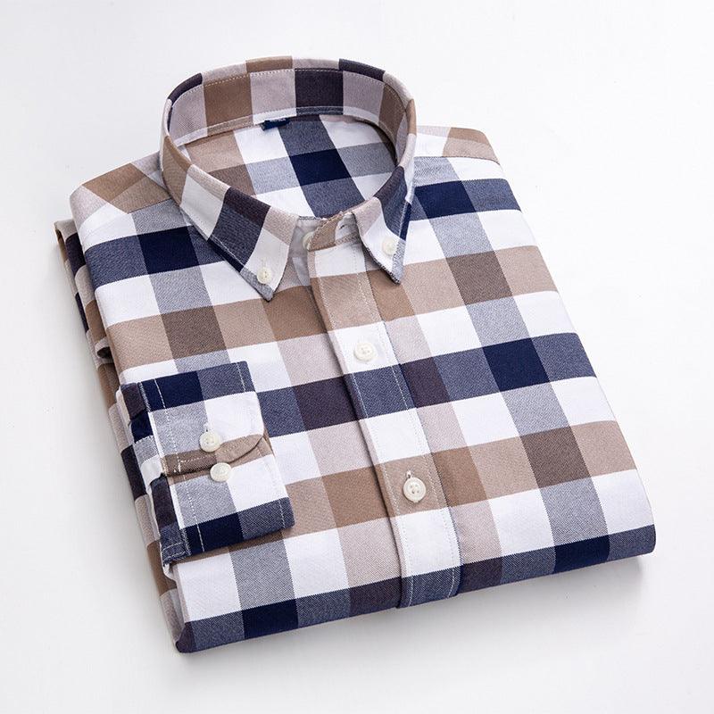 Men's All-match Cotton Plaid Long-sleeved Shirt - BUNNY BAZAR