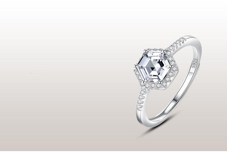 BB-07 Korean Fashion Hexagon Simulation Diamond Ring - BUNNY BAZAR