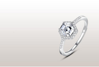 BB-07 Korean Fashion Hexagon Simulation Diamond Ring - BUNNY BAZAR