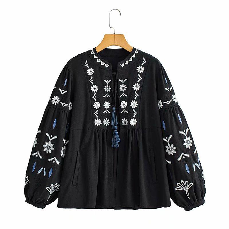 Women's New Embroidered Cotton Shirt Jacket - BUNNY BAZAR