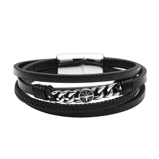 Heraldic Bracelet Multilayer Woven Leather Bracelet Personalized Titanium Steel Bracelet - BUNNY BAZAR