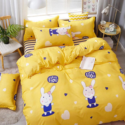 Brushed Aloe Cotton Four-piece Small Bed Sheet Duvet Cover Student Dormitory - BUNNY BAZAR