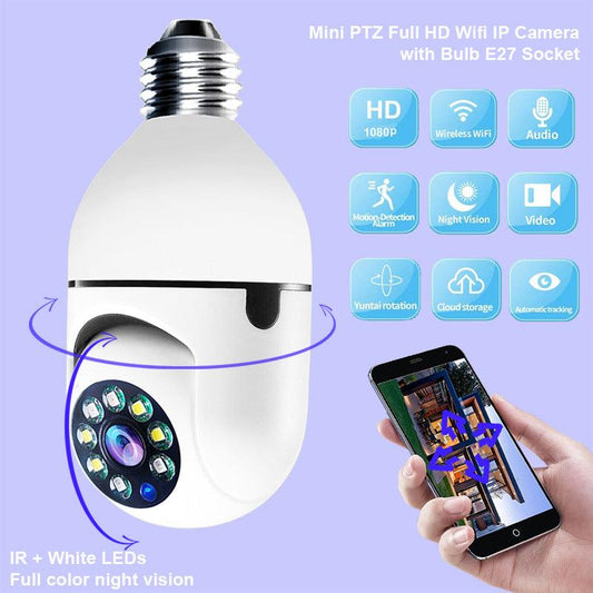 WiFi CAMERA 1080P Bulb 4X Zoom Camera E27 Home 5GWiFi Alarm Monitor - BUNNY BAZAR