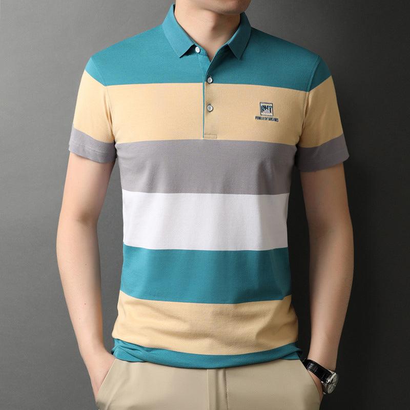 New Style Lapel Striped Short Sleeve Men - BUNNY BAZAR