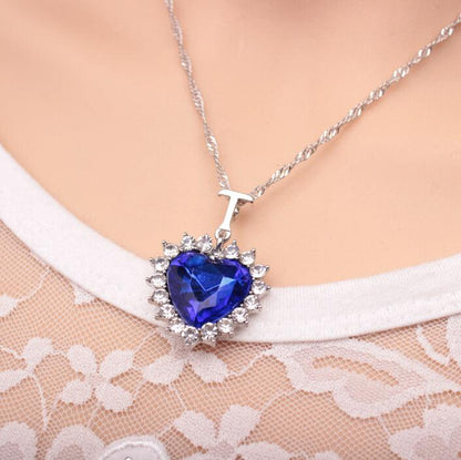 Heart shaped crystal pendant gemstone necklace jewelry - BUNNY BAZAR